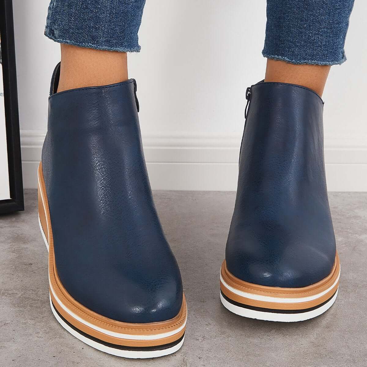 Bottes Noires Femme À Plateforme Tendance Confortables Semelle Antidérapante 3 cm
