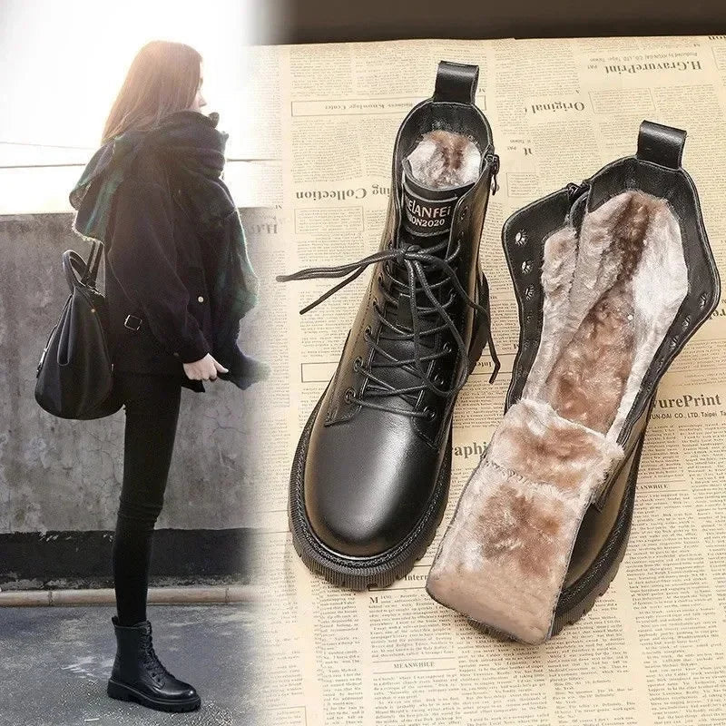 Bottes Hiver Femme Chaudes et Confortables en Cuir Synthétique, Semelle Antidérapante, Taille 36 à 41