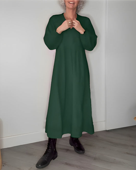 Variant image for Robe Longue Femme Col en V | Robe Longue Manche Longue Hiver Grande Taille | Amanda-25