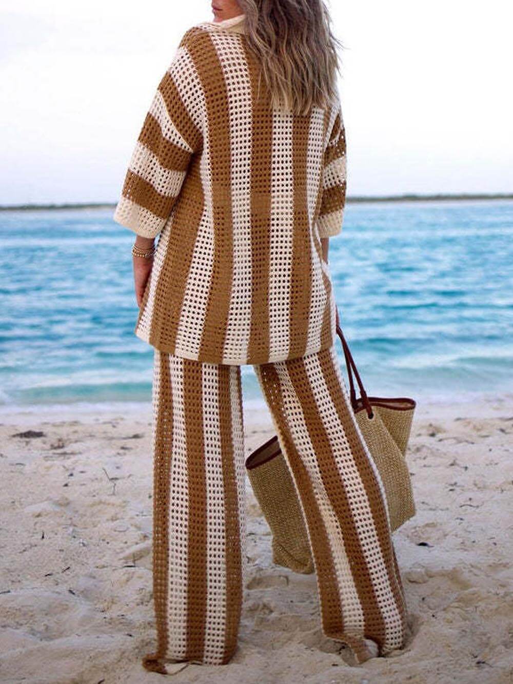 Alicia - chemise à rayures à deux pièces tendance et pantalon