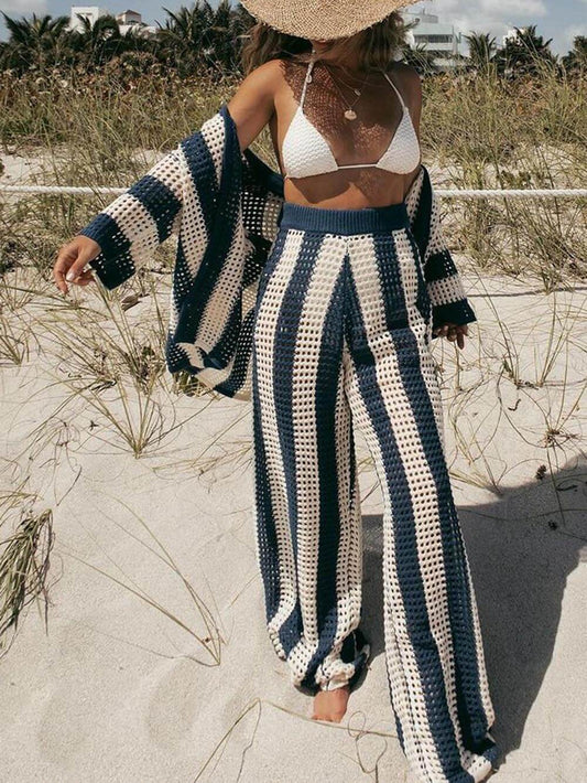 Alicia - chemise à rayures à deux pièces tendance et pantalon