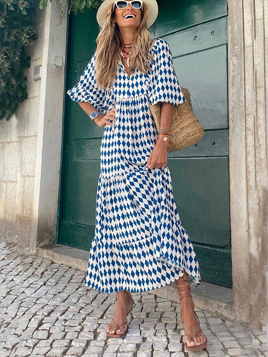 Ingrid - robe maxi à manches bouffantes lâches