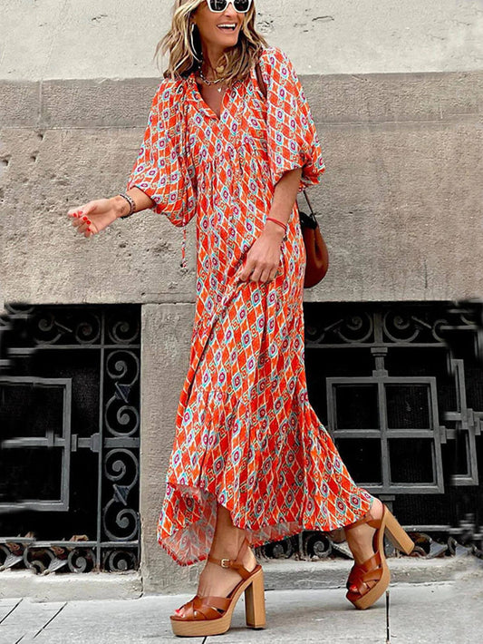 Ingrid - robe maxi à manches bouffantes lâches