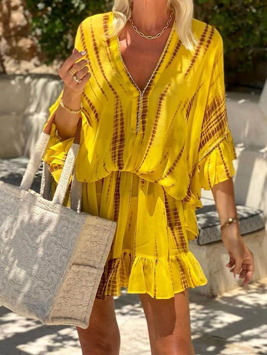 Lara - mini-robe décontractée en V-Neck
