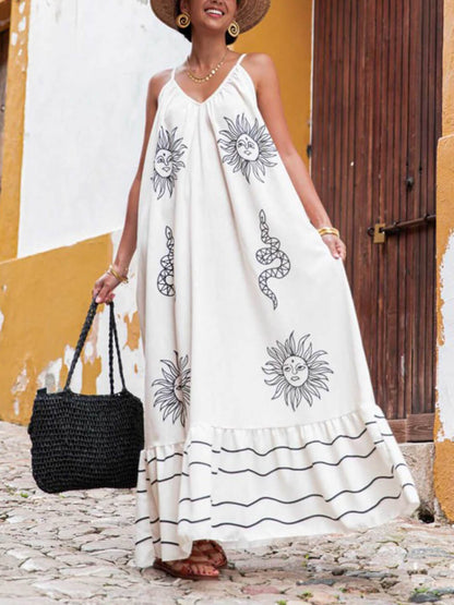 RACHEL - Robe maxi à col en v lâche