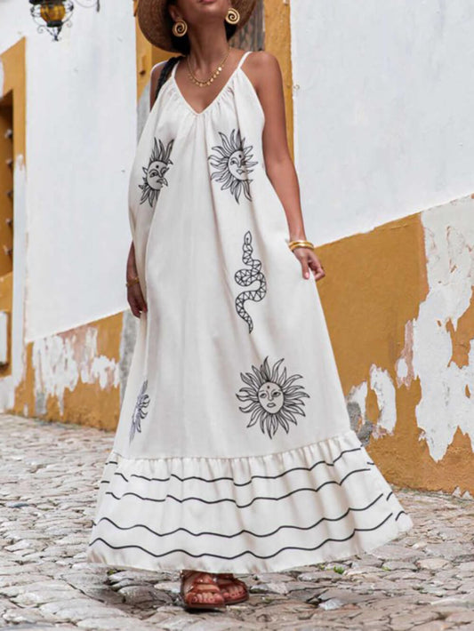 RACHEL - Robe maxi à col en v lâche