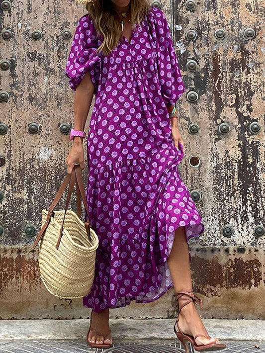 Ingrid - robe maxi à manches bouffantes lâches