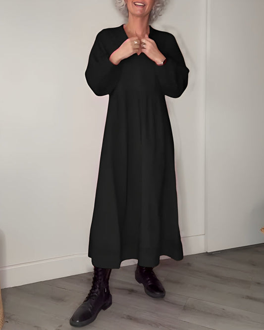 Variant image for Robe Longue Femme Col en V | Robe Longue Manche Longue Hiver Grande Taille | Amanda-7