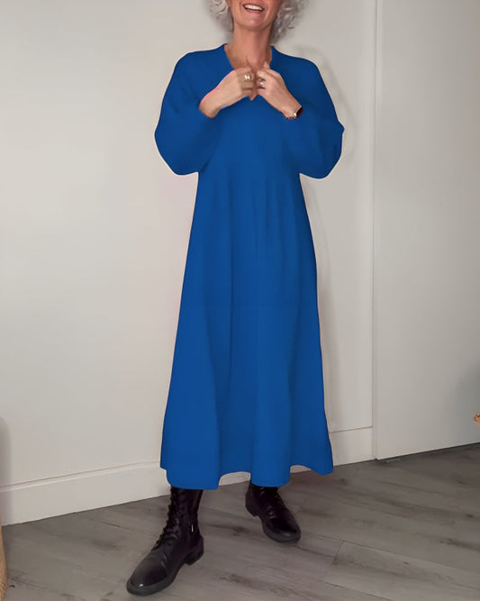 Variant image for Robe Longue Femme Col en V | Robe Longue Manche Longue Hiver Grande Taille | Amanda-13