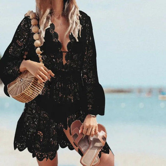 Robe de Plage en Crochet Tricotée Blanche