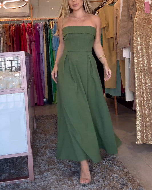 Annie - Élégant robe midi sans bretelles