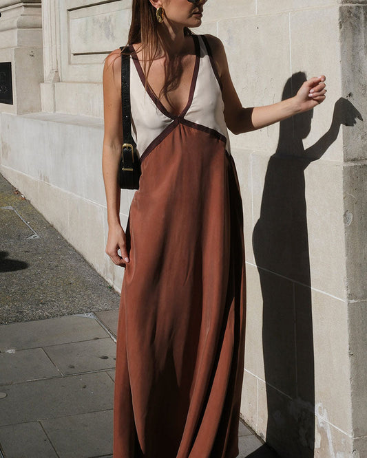 Jacky - robe maxi à col en v léger