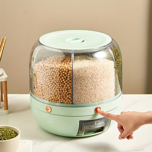 Boîte de rangement rotative pour céréales – Protection contre l'humidité et les insectes avec plusieurs compartiments