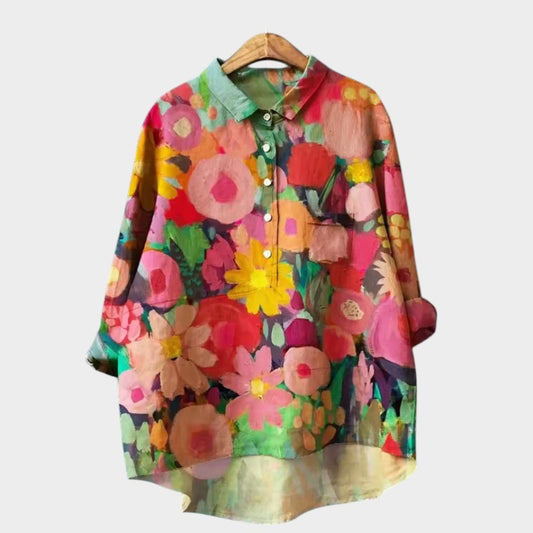 Yvonne - chemise avec animal de compagnie et imprimé fleur