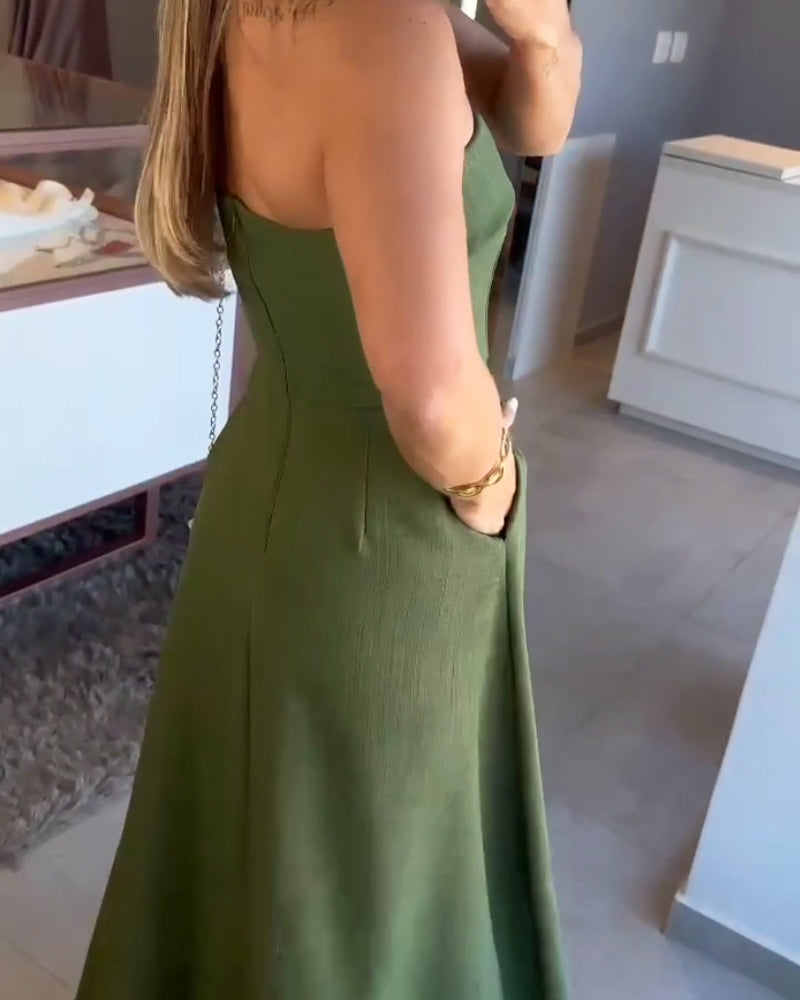 Annie - Élégant robe midi sans bretelles