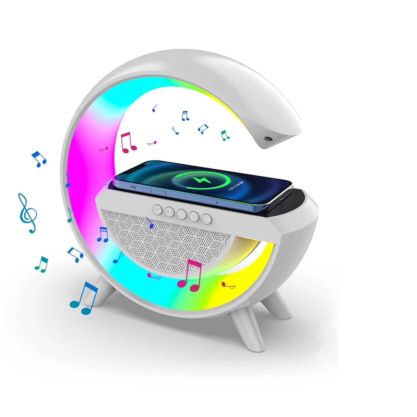 Réveil 4-en-1 avec lumière d'ambiance, haut-parleur Bluetooth et fonction de charge sans fil