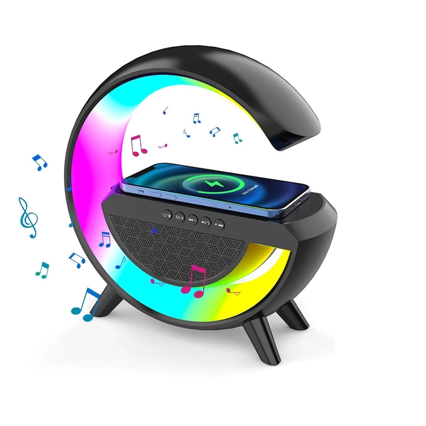 Réveil 4-en-1 avec lumière d'ambiance, haut-parleur Bluetooth et fonction de charge sans fil
