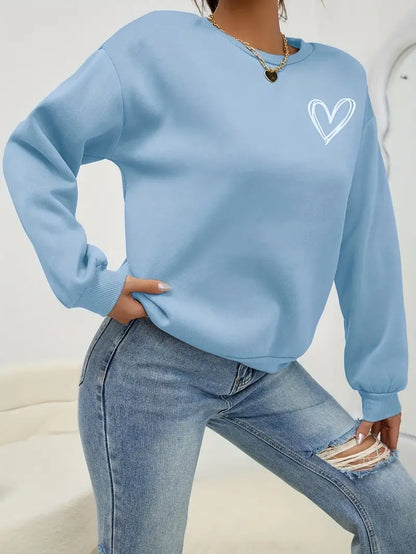 Sweat-shirt à imprimé coeur