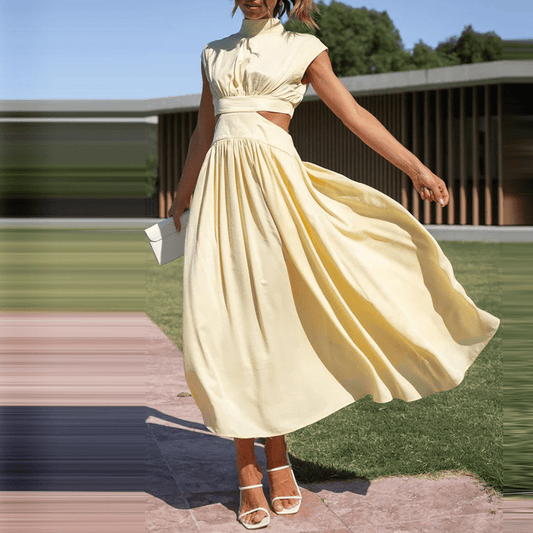 Robe Longue Élégante en Mélange de Polyester – Femme – Dorra