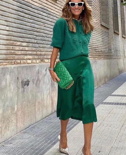Pearl - Jupe Midi En Satin