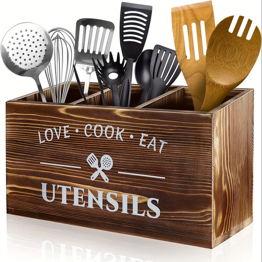 Boîte de rangement en bois élégante pour organiser couverts et ustensiles