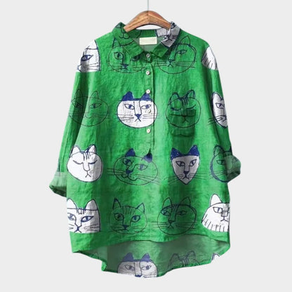Yvonne - chemise avec animal de compagnie et imprimé fleur