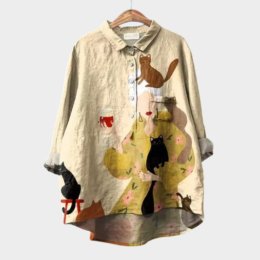 Yvonne - chemise avec animal de compagnie et imprimé fleur