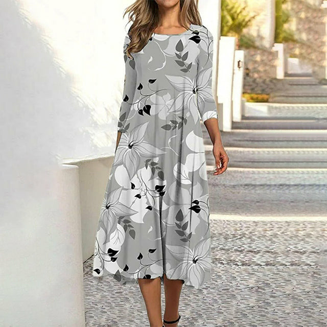 Robe Midi Florale en Coton et Polyester – Femme – Elowen