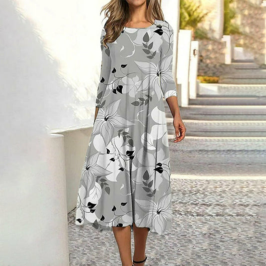 Robe Midi Florale en Coton et Polyester – Femme – Elowen
