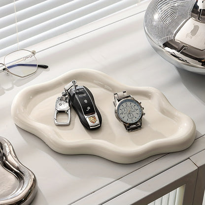 Grand bol en céramique en forme de nuage – Organisateur de bijoux élégant pour commodes