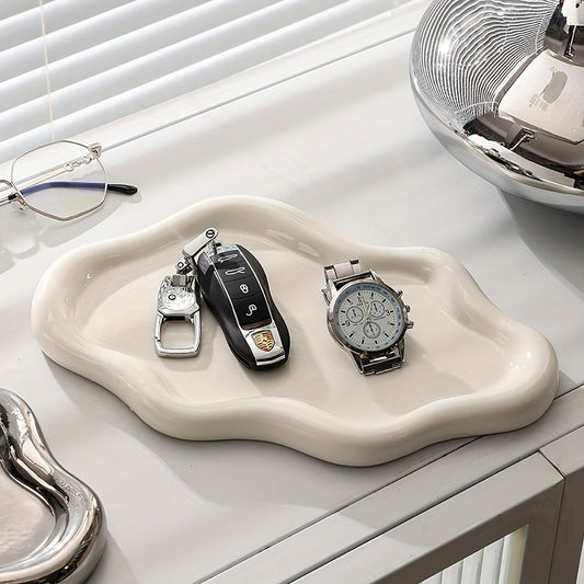 Grand bol en céramique en forme de nuage – Organisateur de bijoux élégant pour commodes