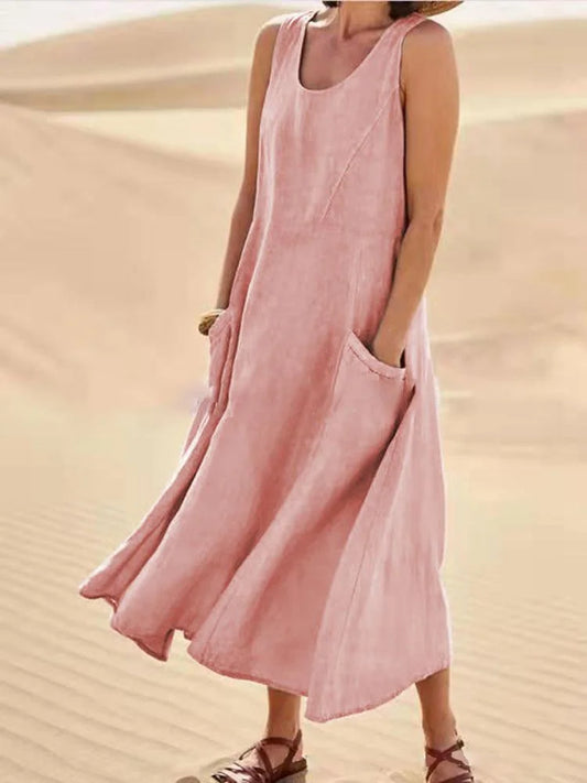 Giuliana - Robe sans manches en lin et coton pour femme