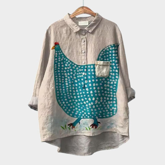Yvonne - chemise avec animal de compagnie et imprimé fleur