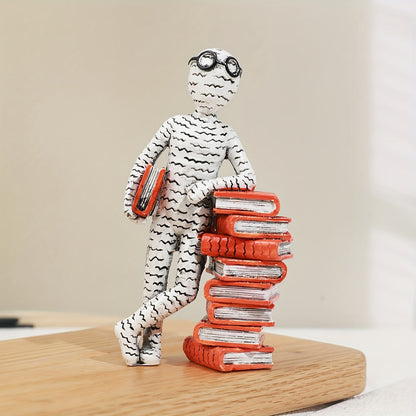 Support de livre abstrait avec motif de lunettes – Support de livre moderne en résine pour décoration intérieure et de bureau