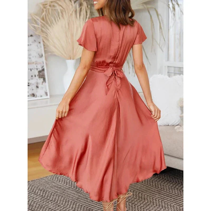 Robe Midi Fluide en Polyester - Femme - Serelith