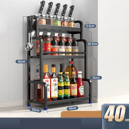 Étagère de cuisine Arty en acier inoxydable – Étagère de rangement à double niveau pour ustensiles de cuisine