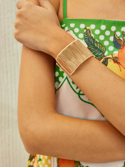 Bracelet Jonc en Fil Ridé Doré Leina