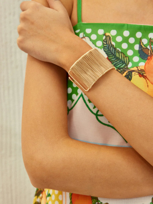 Bracelet Jonc en Fil Ridé Doré Leina
