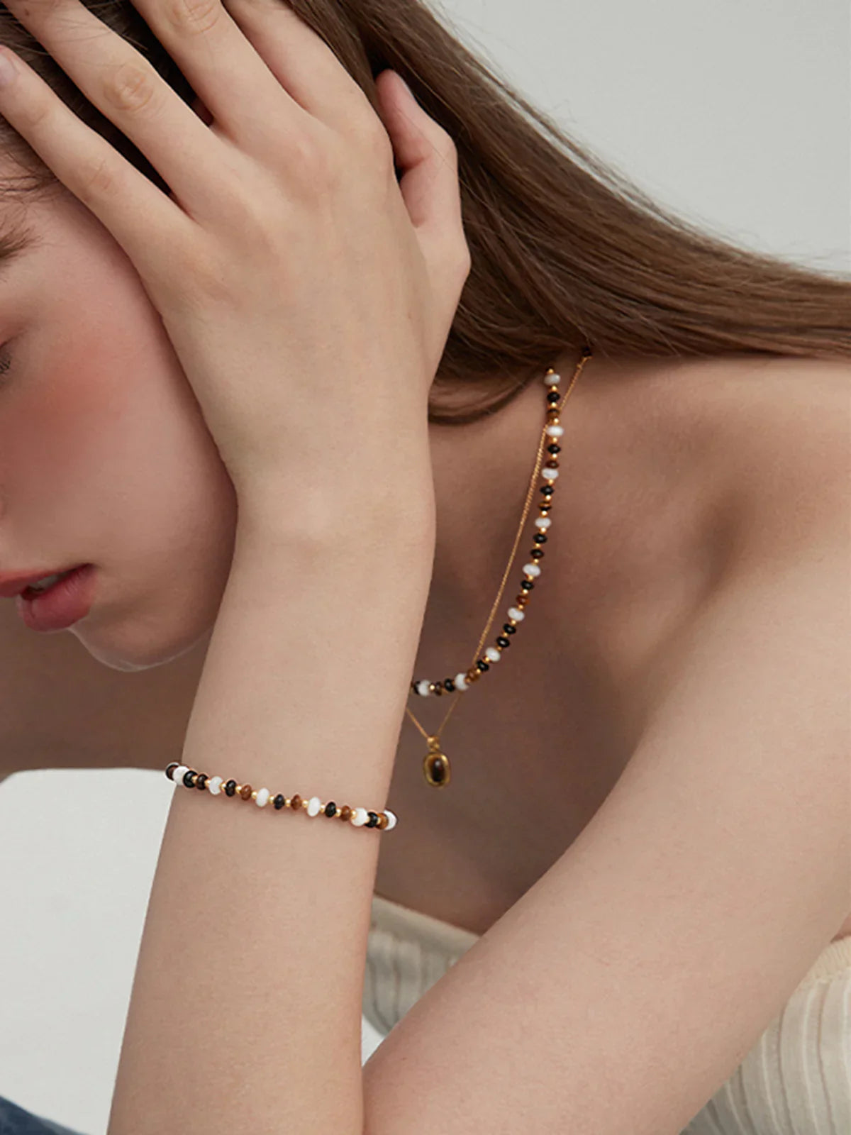 Bracelet en perles d'œil de tigre Cally