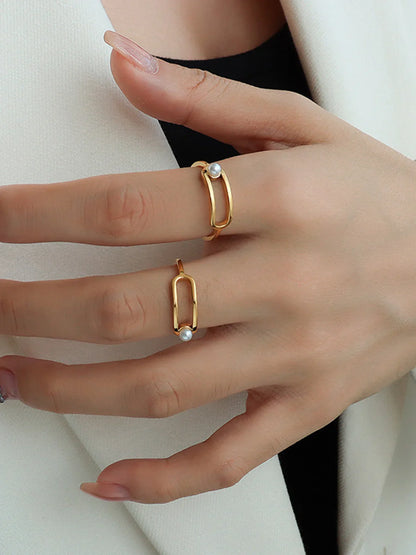 Bague en Imitation Perle Dorée Amelia