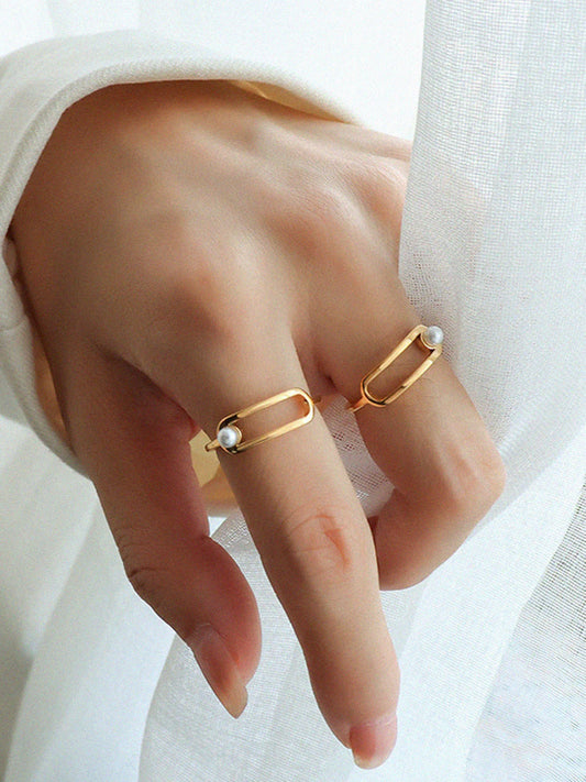 Bague en Imitation Perle Dorée Amelia