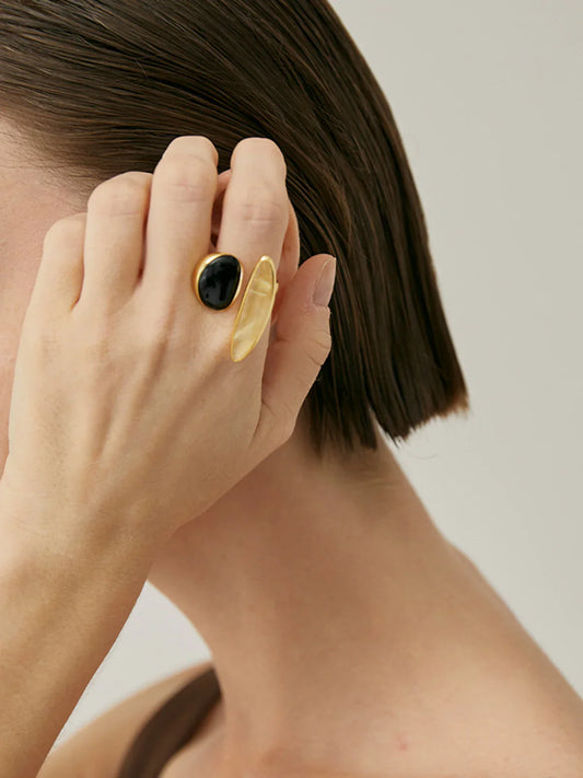 Bague Mavy Onyx Noir & Cristal Jaune