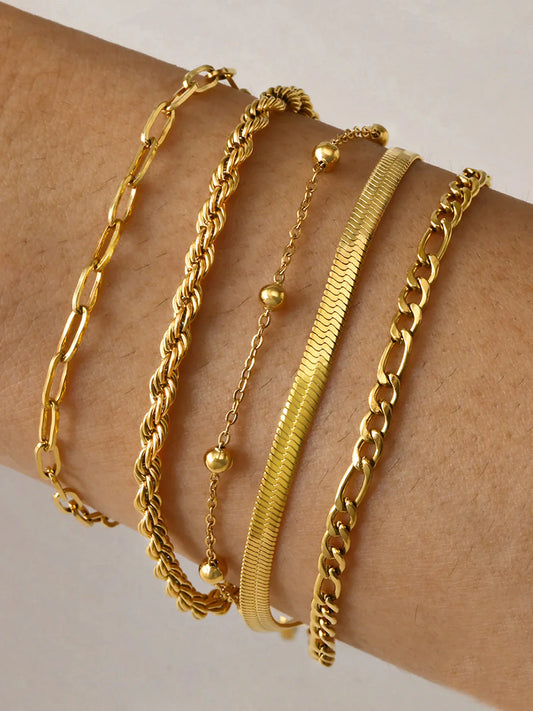 Bracelet Chaîne Géométrique Moana (5 Pièces)