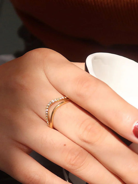 Bague Vague en Diamant Doré Haute Marée