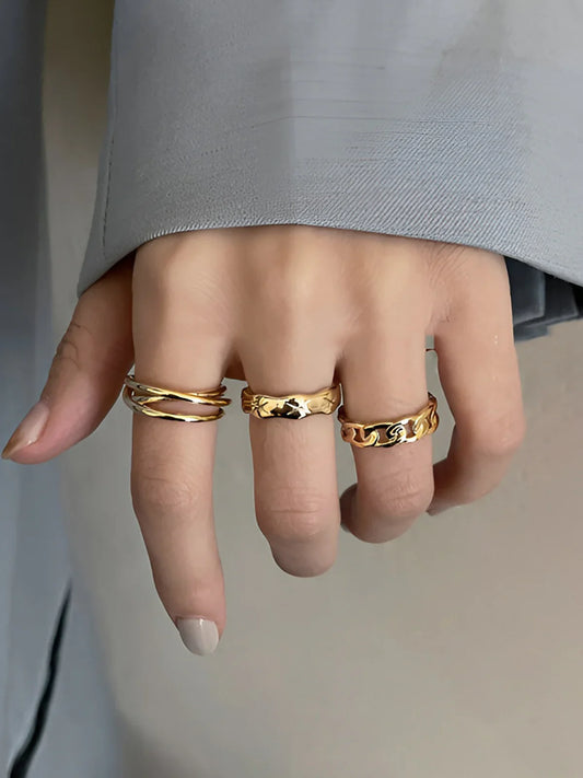 Bague en Cerceau Torsadé en Saule (3 Pcs)