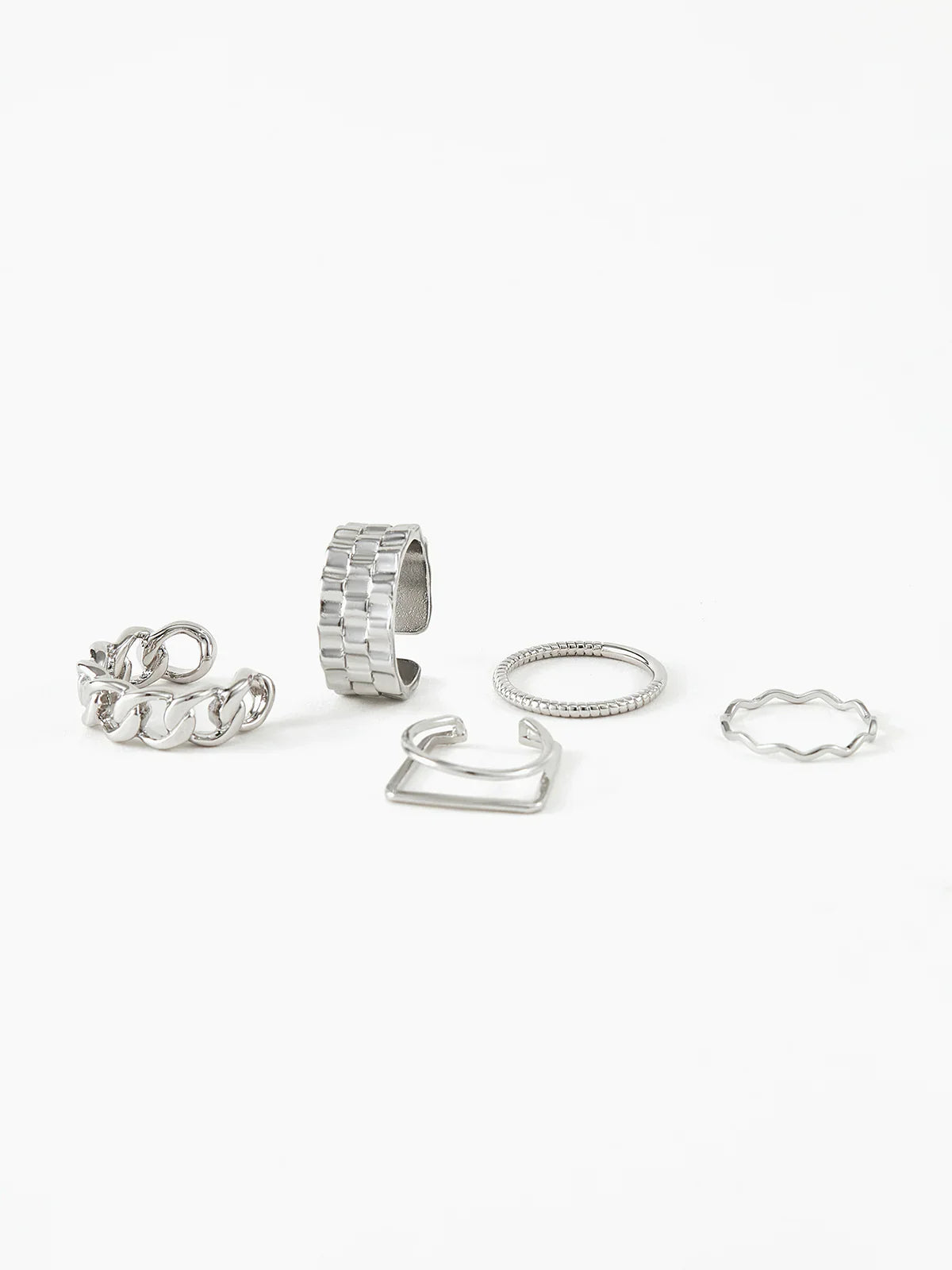 Bague Géométrique Argentée Break Free (5 Pcs)