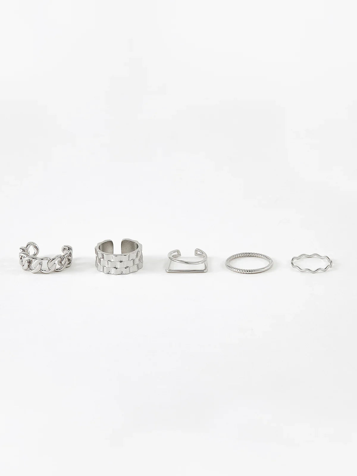 Bague Géométrique Argentée Break Free (5 Pcs)