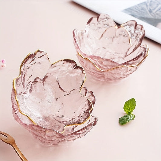 Ensemble de service BlossomServe - Plaques et bols en verre élégants avec design de fleurs de cerisier