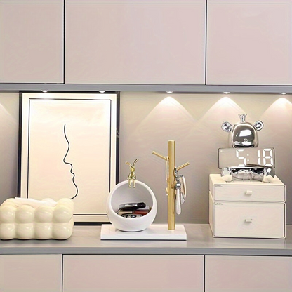 DeerBox Bol de rangement en céramique - Bol décoratif moderne avec couvercle en métal au design de cerf