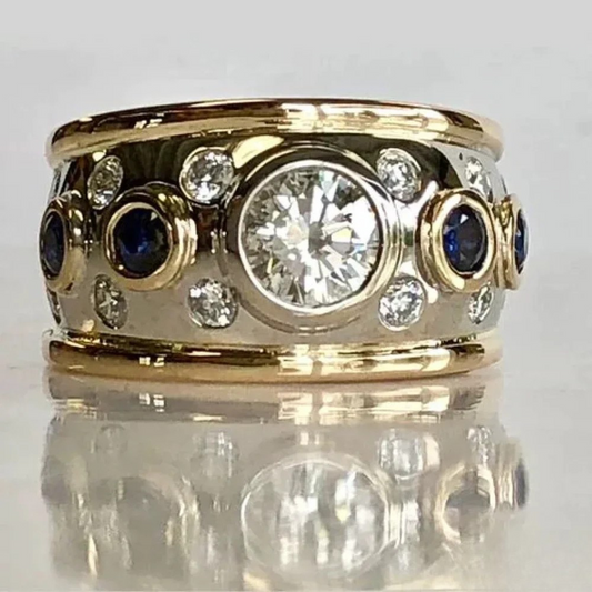 Bague en Zirconium Doré Rétro